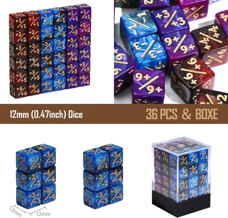 FIGURESLAB Store 36PCS 12mm MTG Life Counters Dice Set with Box, Small MTG Tokens Loyalty 6 Sided Mini Dice Set, Compatible with TCG CCG Magic Card Gaming Accessories - Image 3